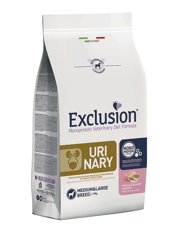 Exclusion Urinary Maiale, Sorgo e Riso per Taglie Medium/Large - Crocchette Cane Exclusion Urinary Maiale, Sorgo e Riso per Taglie Medium/Large - Crocchette Cane